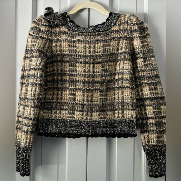Loveshackfancy Chantria boucle tweed cropped cardigan Size XS NWT. - Picture 3 of 8